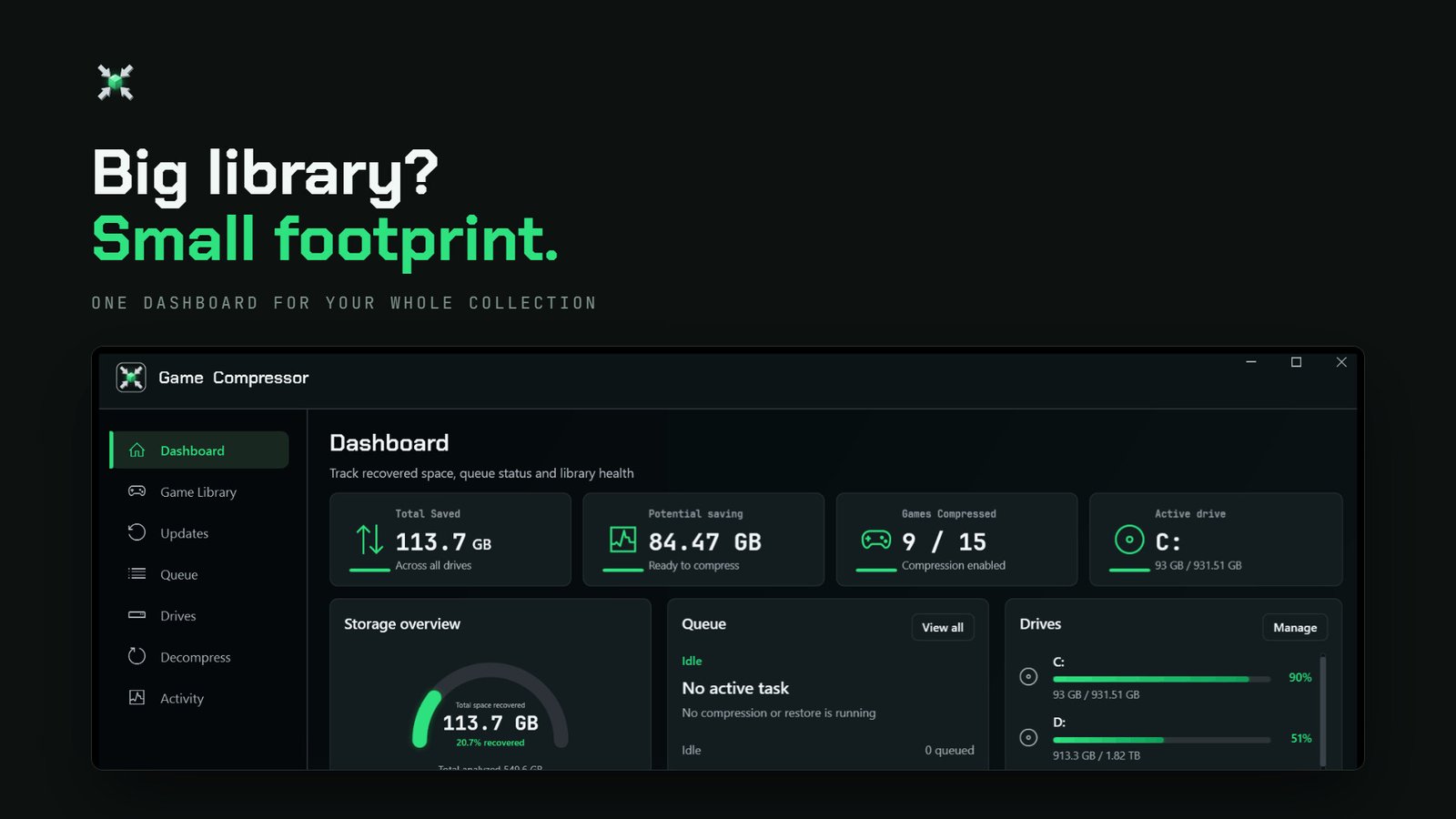 Game Compressor dashboard